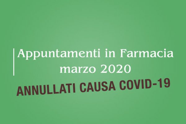 Appuntamenti di Marzo 2020 ANNULLATI – Farmacia della Salute